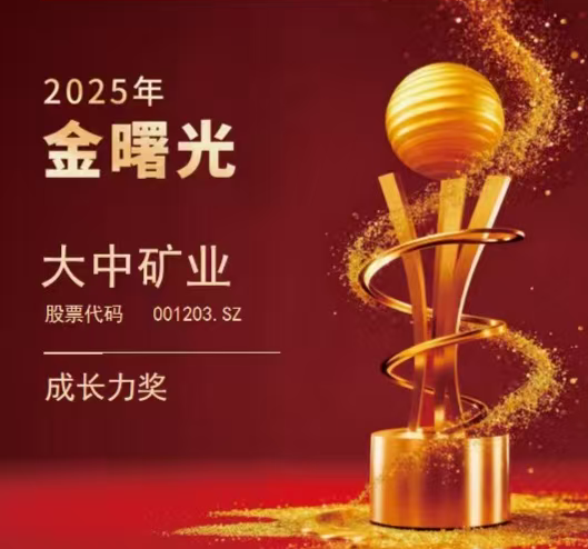喜报|大中矿业荣获“2025年金曙光成长力奖”！